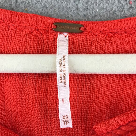 Free People Embroidered Boho Peasant Tunic Top With Floral Detailing XS - Picture 9 of 16